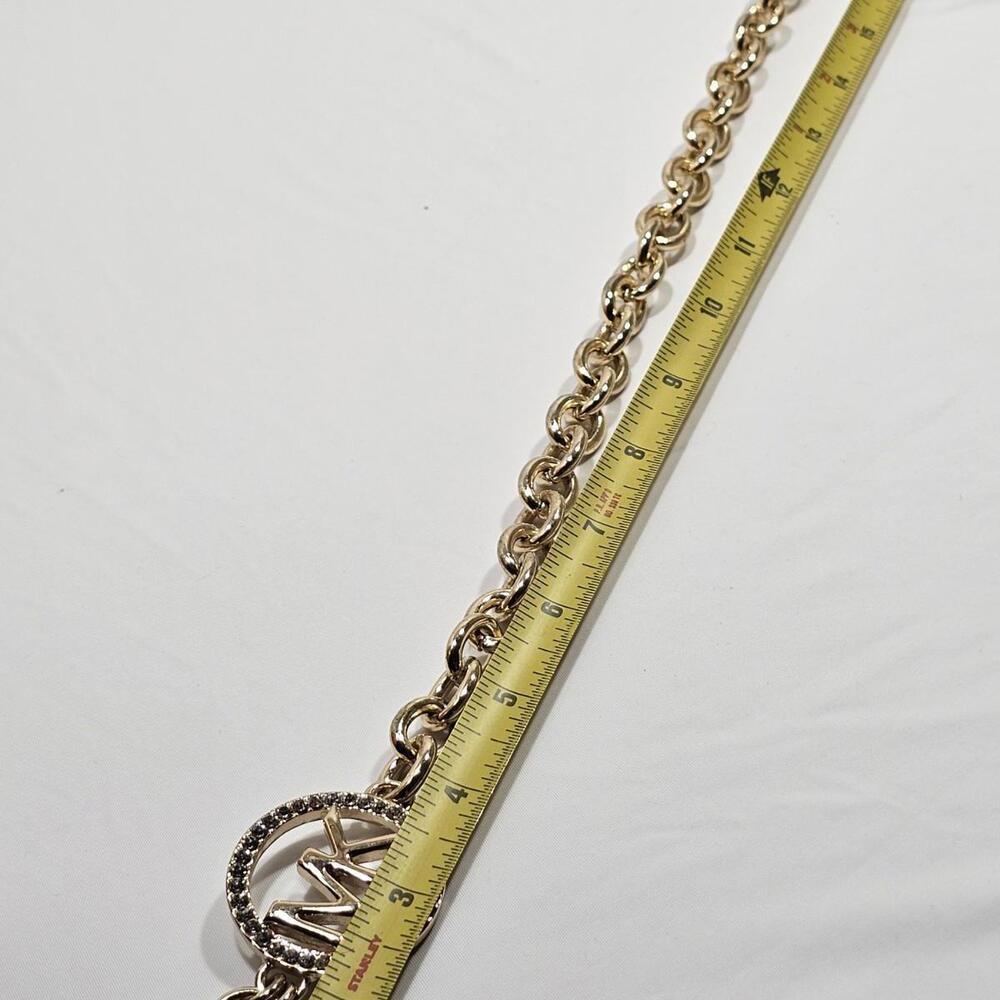 MICHAEL KORS Belt Gold &rhinestone Inlay MK Logo Metal Clip Chain Adjustable - Picture 8 of 8